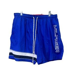 Tommy Hilfiger Swim Shorts XL Y2K Royal Blue White Spellout